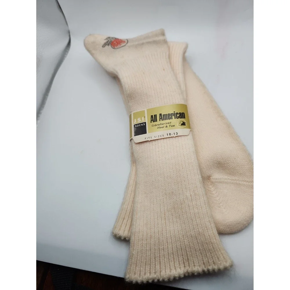 Mew Vtg ALL AMERICAN J.S.I Socks Gibraltarized Heel & Toe 10-13